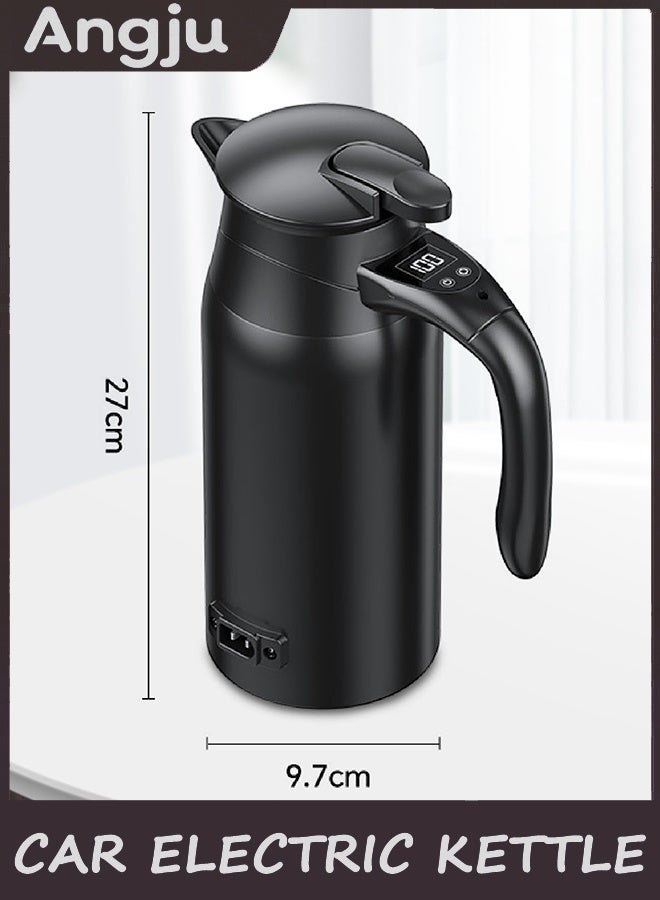 انججو محغلاية كهربائية للسيارة مع شاشة LCD - سخان السفر المول 12V / 24V DC ، درجة حرارة قابلة للتعديل 55-100 درجة مئوية ، 304 الفولاذ المقاوم للصدأ ، غليان سريع للشاي أو القهوة أو الحليب أو الاستخدام في الهواء الطلق (800ML) - Image 2